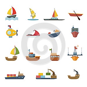 Boats and ships icons set