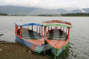 Boats in Situ Cileunca, Pangalengan, West Java, Indonesia. photo