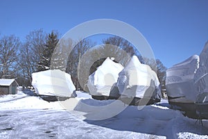 Boats with Snow and Shrink Wrap