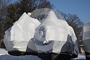 Boats with Snow and Shrink Wrap photo