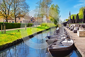 Boats in spring in Giethoorn