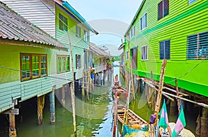 The boats between the stilt houses, Ko Panyi village, Phang Nga Bay, Thailand