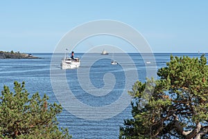 Boats in Stockholm archipelago in Sweden photo