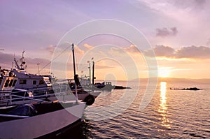 Boats in the sunglow