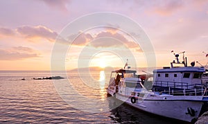 Boats in the sunglow