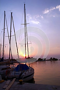 Boats at sunset