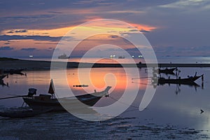 Boats at sunset.