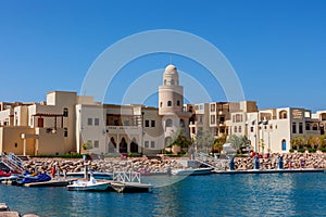 Boats in Tala Bay, Aqaba, Jordan photo