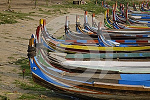 Boats on Taungthaman lake, Myanmar