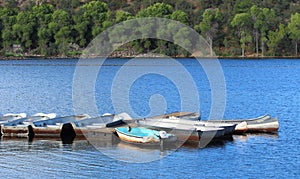 Boats tied to dock