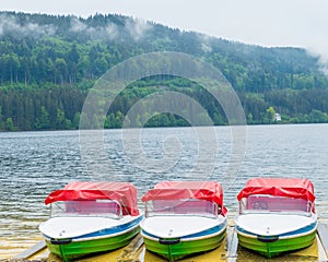 Boats Titisee Black Forest mountains