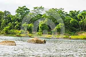 Boats for transporting tourists to Phong Nha cave, Phong Nha - Ke Bang national park, Viet Nam