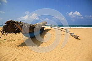 Boats on the tropical beach. Sri Lanka, Hikkaduwa.