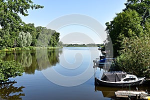 Boats on the water in Friedrichstadt