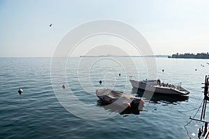 Boats at the waters of lake Garda, Italy