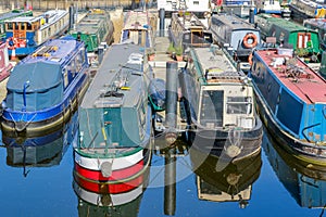 Boats and yachts moored at Limehouse Basin Marina