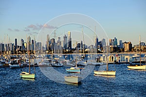 Boats and yachts at St Kilda Pier, Melbourne, Australia.