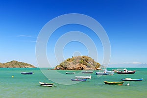 Boats, yachts trip island sea in Armacao dos Buzios, Brazil