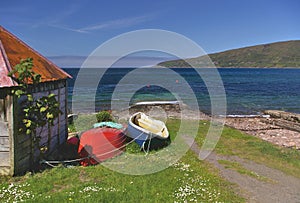 Boatshed on the seashore Applecross, Wester Ross, Schottland