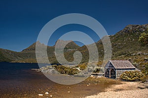 The Boatshed at the shore of Dove Lake in Cradle Mountain - Lake St Clair National Park.