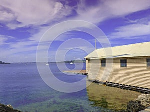 Boatshed on the Swan River, Perth, West Australia.