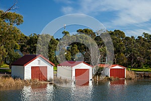 3 Boatsheds at Anglesea on the Great Ocean Road in Victoria Australia on 21st June 2010