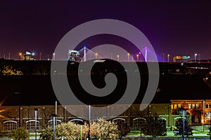 Bob Kerrey pedestrian bridge Omaha Nebraska at night. photo