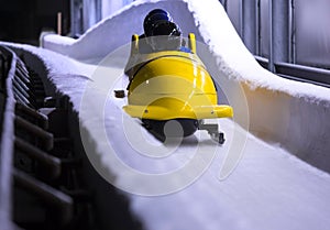 Bob sled speeding in an ice channel photo