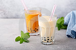 Boba bubble tea with straws
