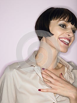 Bobbed Haired Young Woman Smiling photo