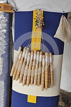 Bobbin lace -encaje de bolillos- from Almagro, Spain. photo