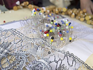 Bobbin lace making photo