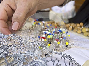 Bobbin lace making photo