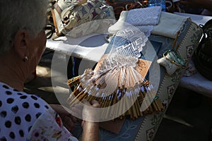 Traditional Bobbin Lace thread handcrafted textile wide