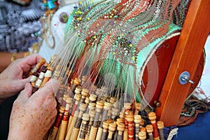 Bobbin laze openwork fabric using a pillow