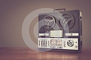 Bobbin tape recorder retro micrphone. HD photo.