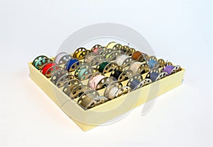 Bobbin tray with colorful sewing thread