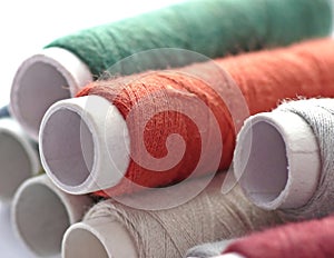 Bobbins of colorful thread