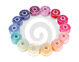 Bobbins with colorful threads