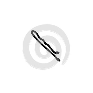 Bobby hair pin doodle icon, vector illustration