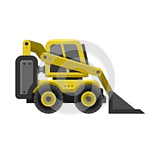 Bobcat Machine Icon. Flat Style Design. Vector
