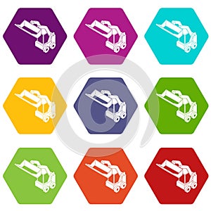Bobcat machine icons set 9 vector