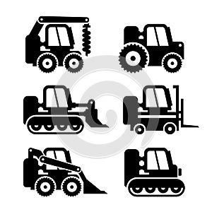 Bobcat Machine Icons Set. Vector