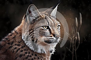 Bobcat portrait in wildlife. Generative ai design