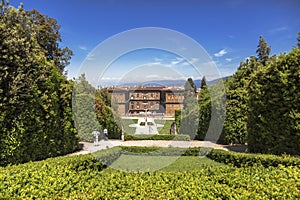 The Boboli gardens with views of the Palazzo Pitti. Florence