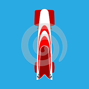 Bobsled or bobsleigh red sled top view vector flat icon. Winter snow game sport skeleton race equipment competition