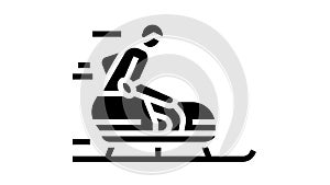 bobsled handicapped athlete glyph icon animation