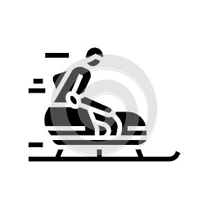 bobsled handicapped athlete glyph icon vector illustration