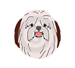 Bobtail dog avatar. Bob-tailed shepherd, cute portrait. Old English sheepdog, shaggy hairy head, muzzle. Adorable funny