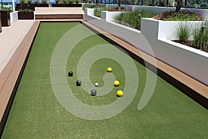 Bocce Ball court with artificial turf.